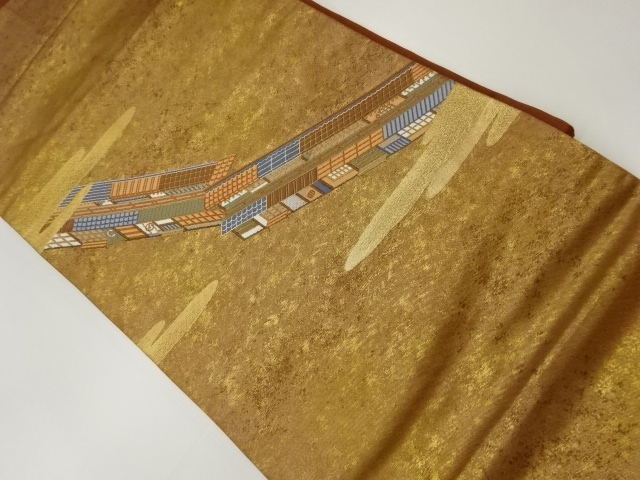 リサイクル　引箔表店に雲模様織出し名古屋帯